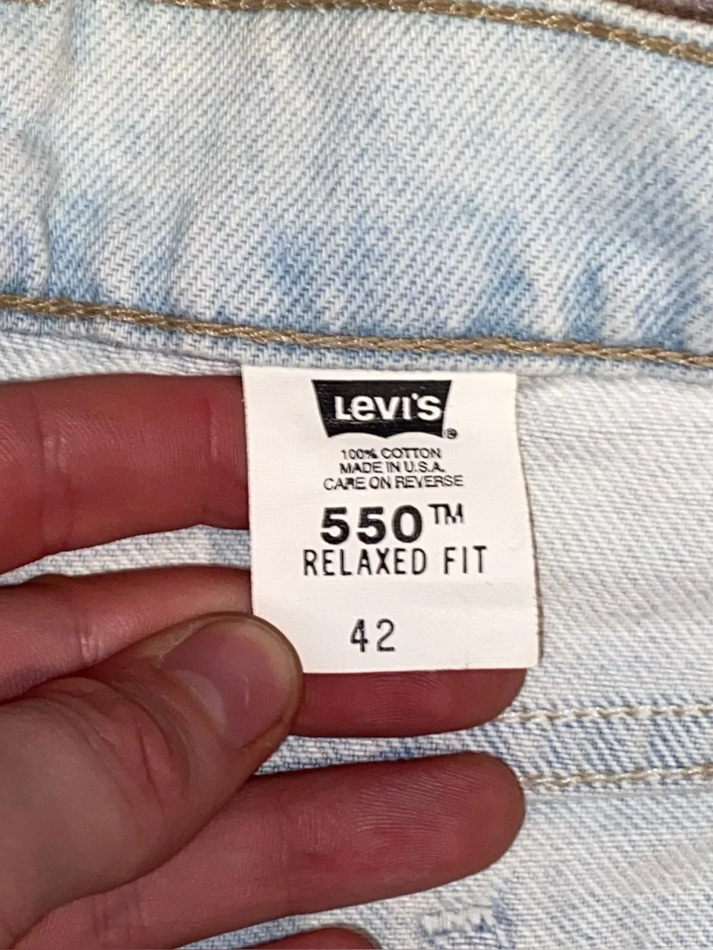 NWT 90s Levi’s Made In USA Orange Tab 550 Denim Jeans Shorts 42 Relaxed Vintage